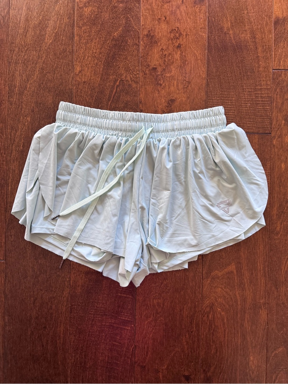 LUOGONGZI Seafoam Green Butterfly Flutter Shorts - Size S - 2-in-1 Flowy Running